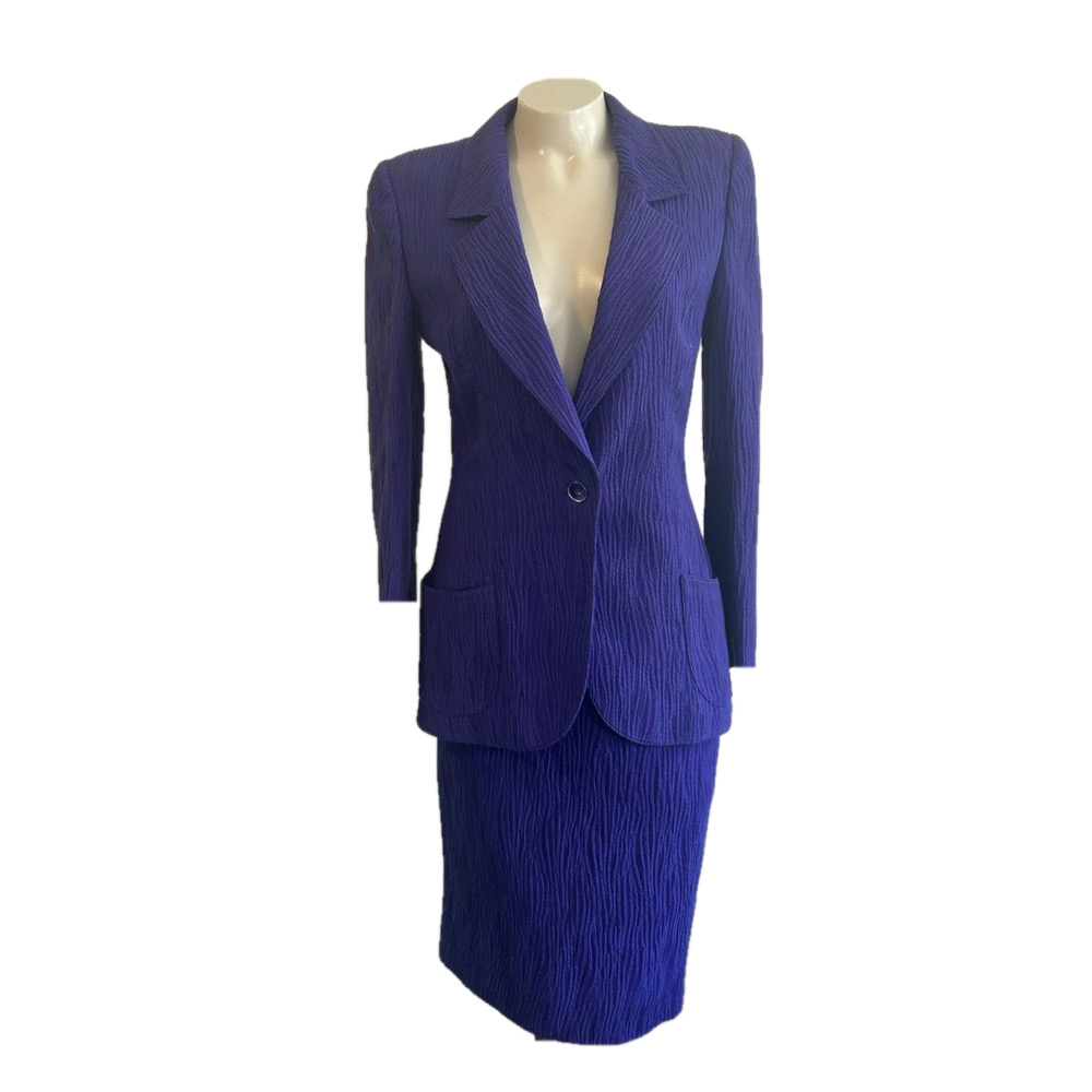 EMANUEL UNGARO VTG purple textured skirt suit sz 8 Italy NWT
